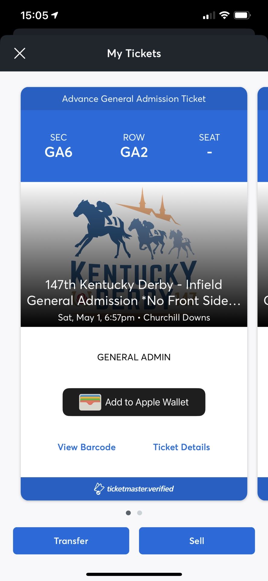 2 Infield GA Kentucky Derby Tickets