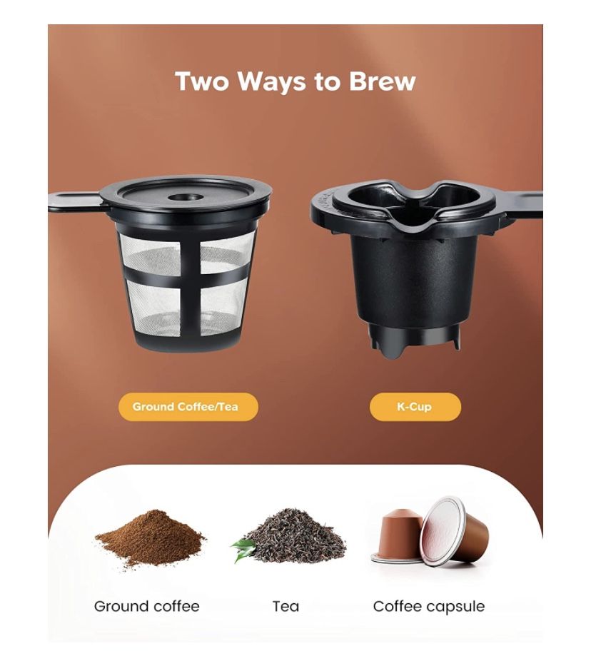 Coffee Maker, Single Serve Coffee Brewer for K-Cup Pod & Ground Coffee, Self Cleaning Function, 6 to 12 Oz.Brew Sizes By Sboly