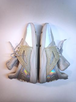 ALDO Holographic Reflective Silver Lace Up Athletic Walking Shoes Sneakers sz 8 Thumbnail
