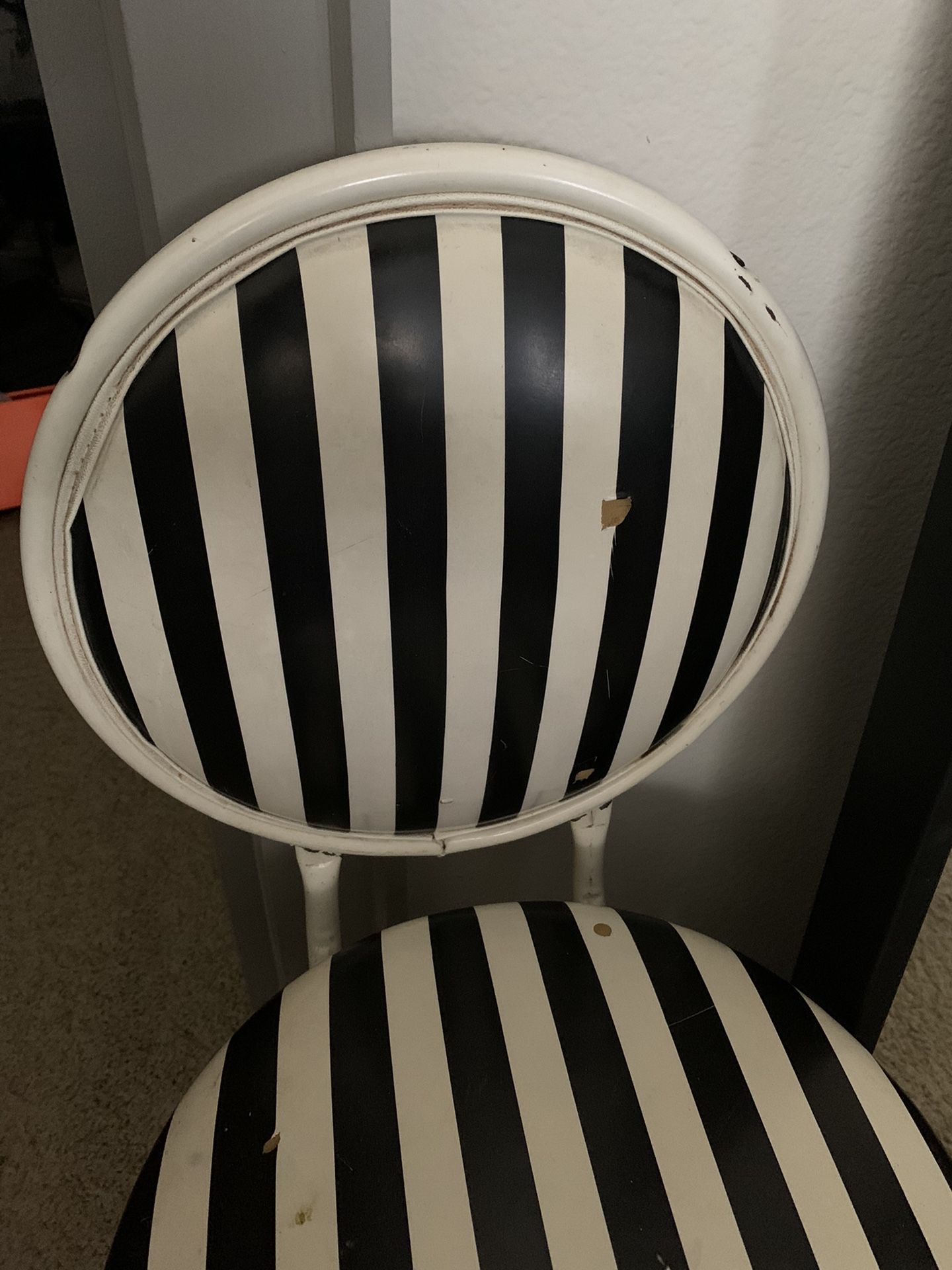 Striped Vanity Chair Stool