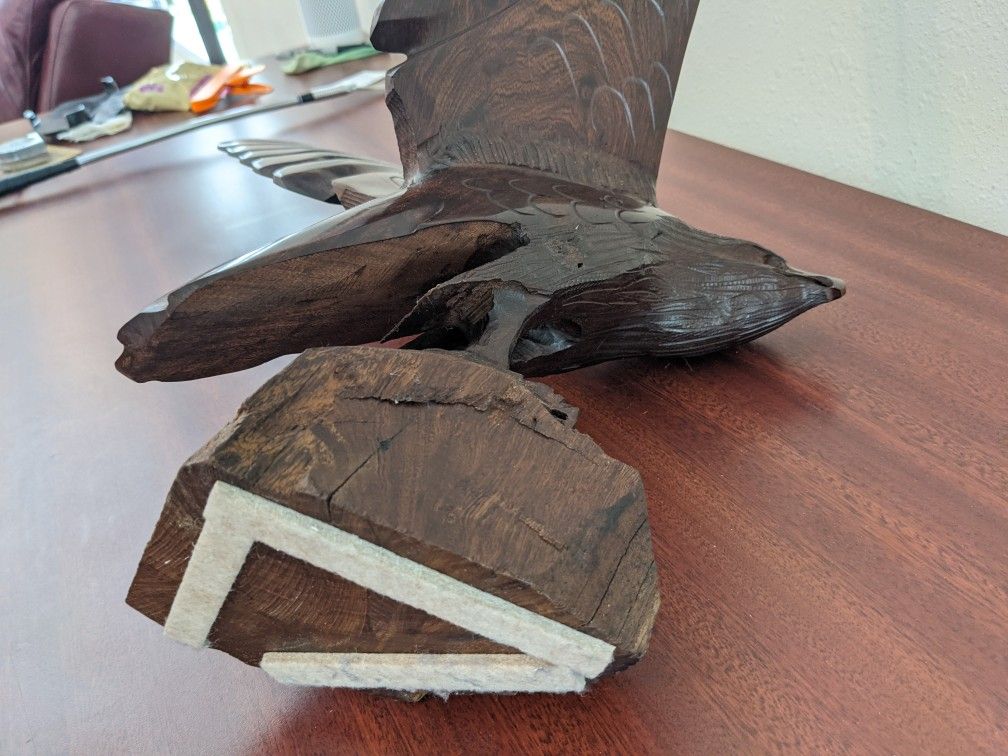Large Hand Carved Wooden Eagle