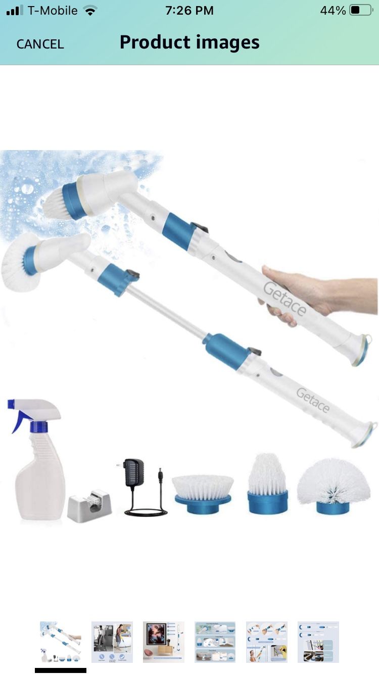 Getace Electric Spin Scrubber,360 Cordless Bathroom Scrubbers with 3 Replaceable Cleaning Shower Scrubber Brush Heads,Extension Handle for Tub,Tile, F