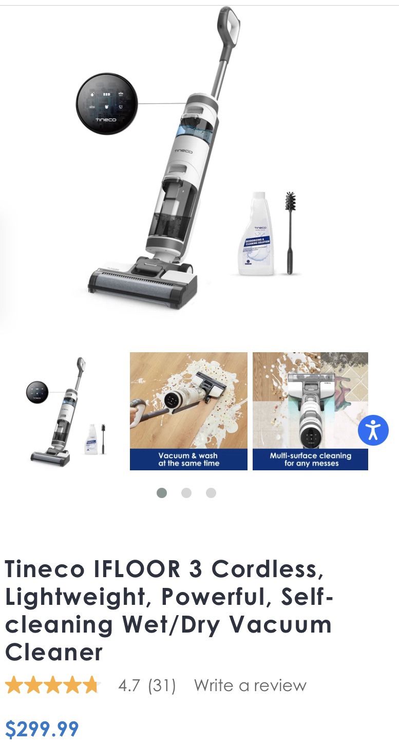 Tineco iFLOOR3 Cordless Wet Dry Vacuum Cleaner, Lightweight, One-Step Cleaning for Hard Floors
