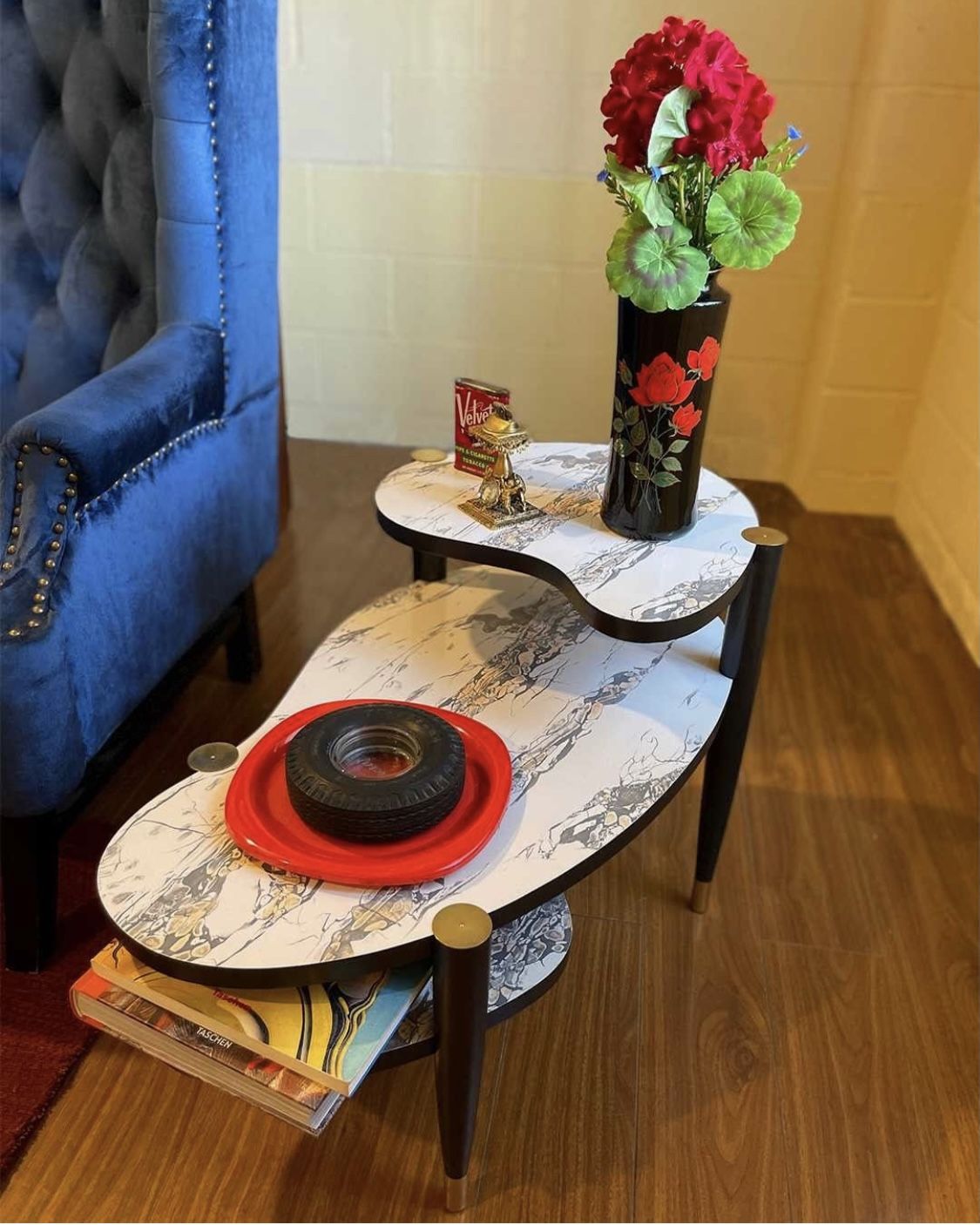 Vintage Matching 1950s Marbleized Side Tables.