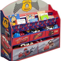 Disney Pixar Cars Delta Children Kids Child Deluxe Book Shelf Bookshelf Storage and Toy Organizer Storage Chest Thumbnail