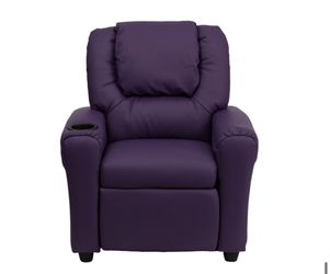 Flash Furniture Contemporary Purple Vinyl Kids Recliner with Cup Holder and Headrest Purple - 24" x 36.5" x 27" Thumbnail