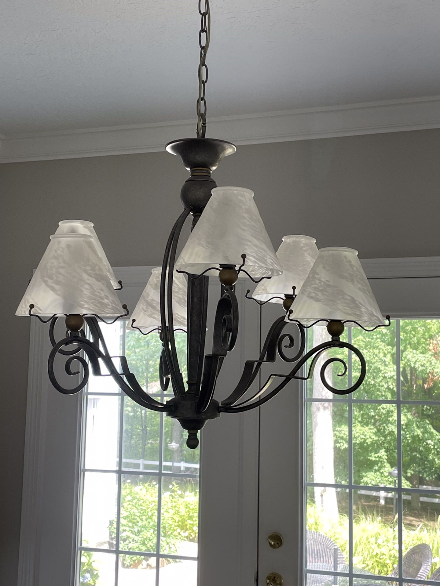 Antique Pewter & Antique Brass Chandelier