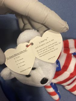 Ty Beanie Baby - LIBERTY the Patriotic Bear (White Head) Thumbnail
