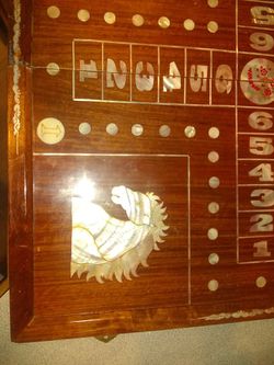 Wahoo Aggravation Wooden Game Board with Inlaid Mother Of Pearl Thumbnail