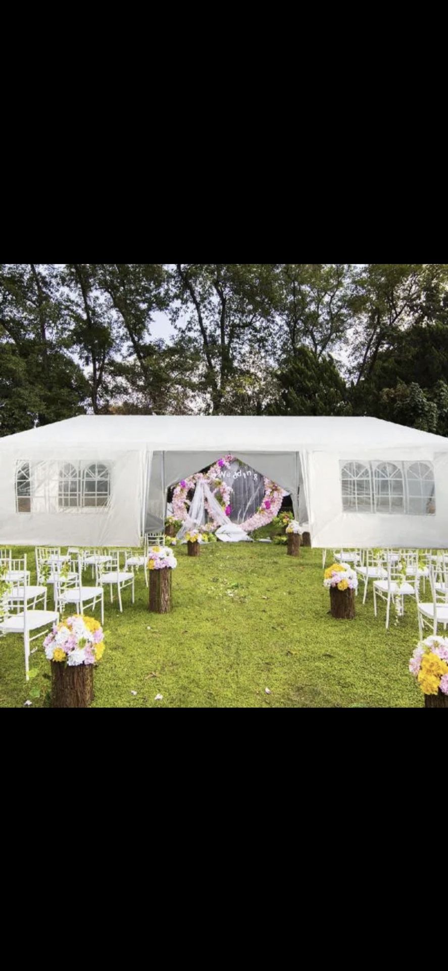 10'x 30' White Gazebo Wedding Party Tent Canopy With 6 Windows & 2 Sidewalls-8 For Sale