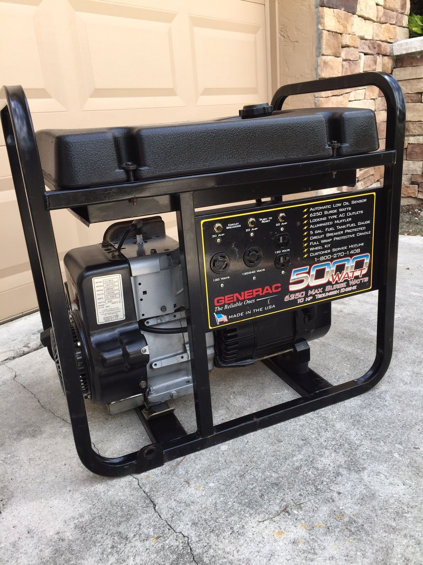 Generac Generator 5000 Watt 6250 Surge