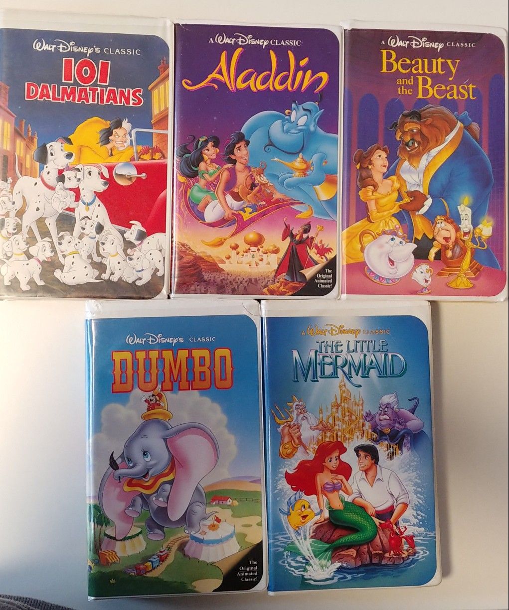 Lot of 5: Black Diamond Disney VHS - Dumbo, 101 Dalmatians, Beauty ...