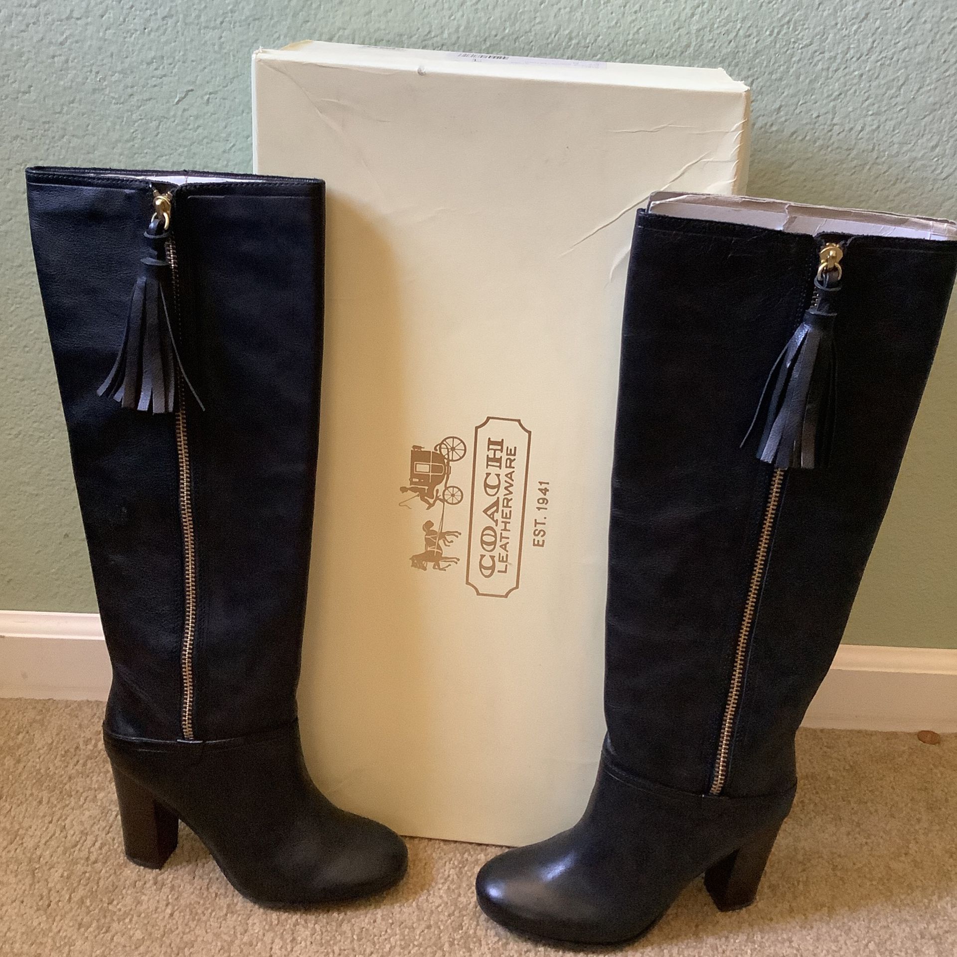 Original Coach Riding Leather Boots Like New