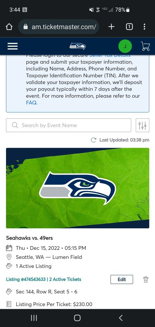 Seahawks Vs 49ers Tickets