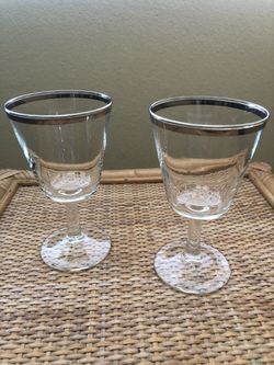 Silver Rimmed Glassware Made in France Thumbnail