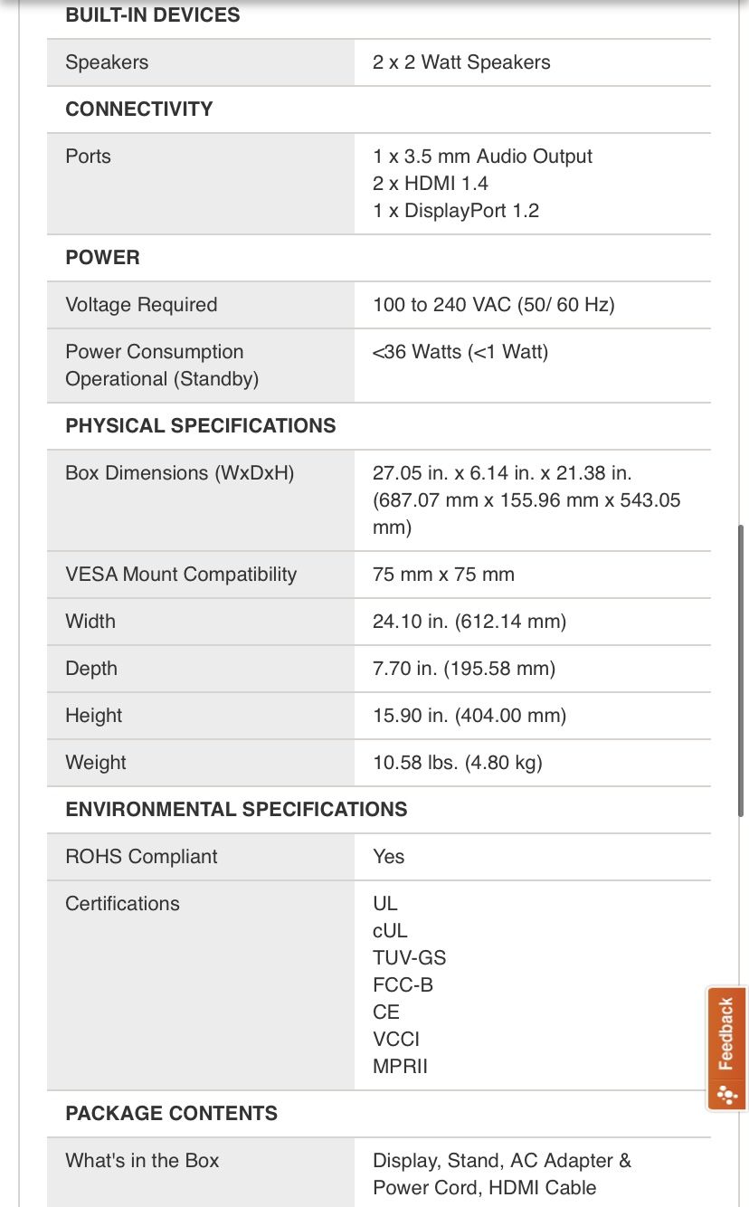 Acer 27” 240hz 1ms Response Time Gaming Monitor