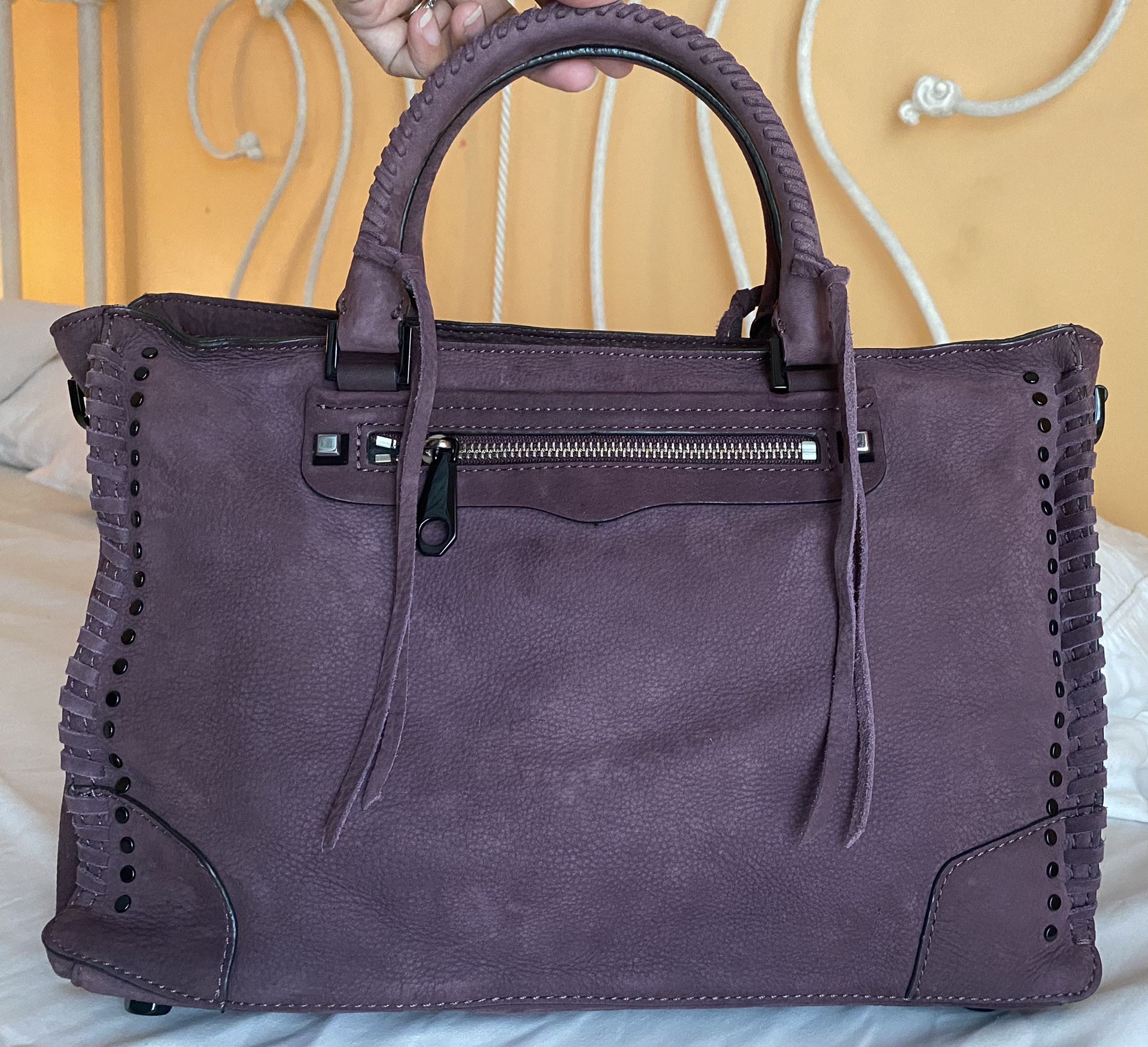Rebecca Minkoff Regan Tote Dark Cherry Suede Leather Satchel