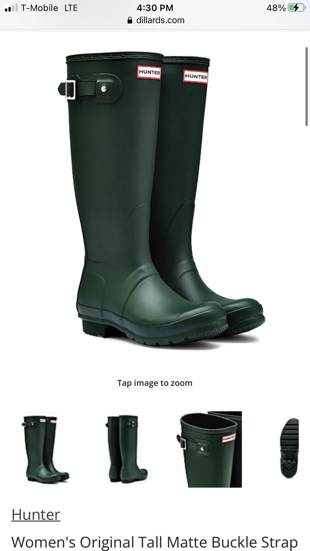 Hunter Raining Boots Size 8