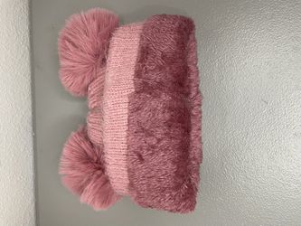 Pink Beanie hat With Pom Pom Thumbnail