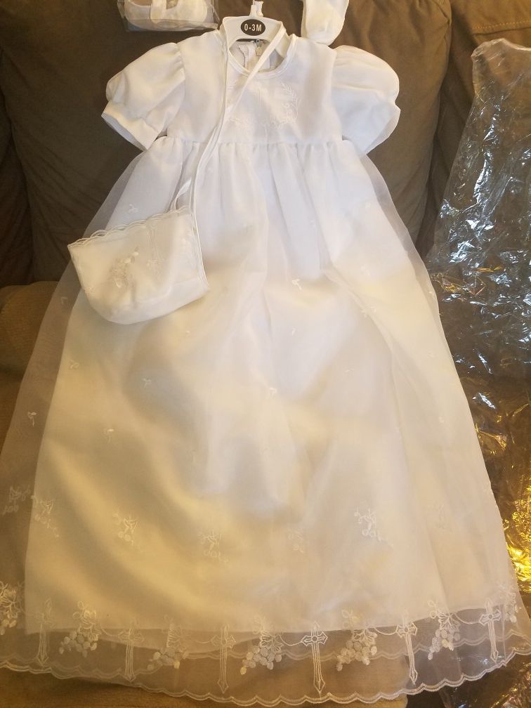 BRAND NEW CORRINE BRAND NB-3 MON & UP TO 6 MON. BAPTISMAL CHRISTENING BABY GIRL DRESS WITH TAGS STILL IN PLASTIC