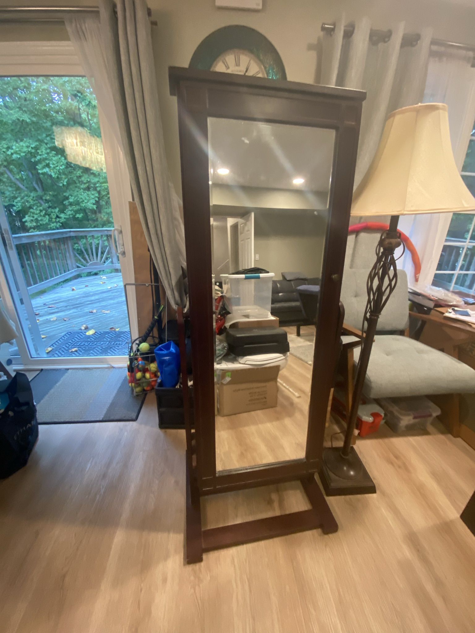 Standing Mirror With Jewelry Armoire 