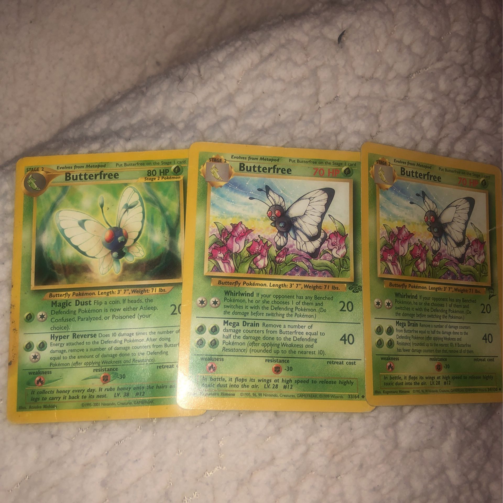 3 Rare 1995 Pokémon Butterfree 