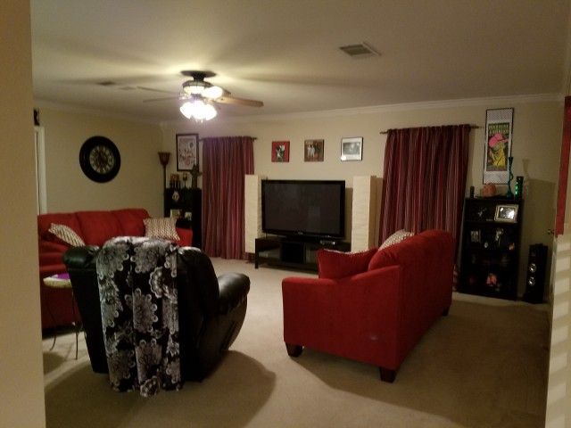 Two Couches - Red Cloth w/pillows