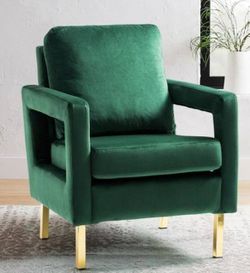 Green/ Gold Accent Chair (Brand New) Thumbnail