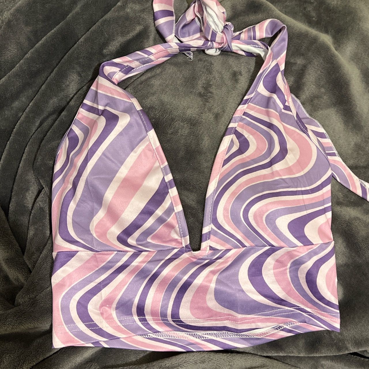flora print halter top Purple