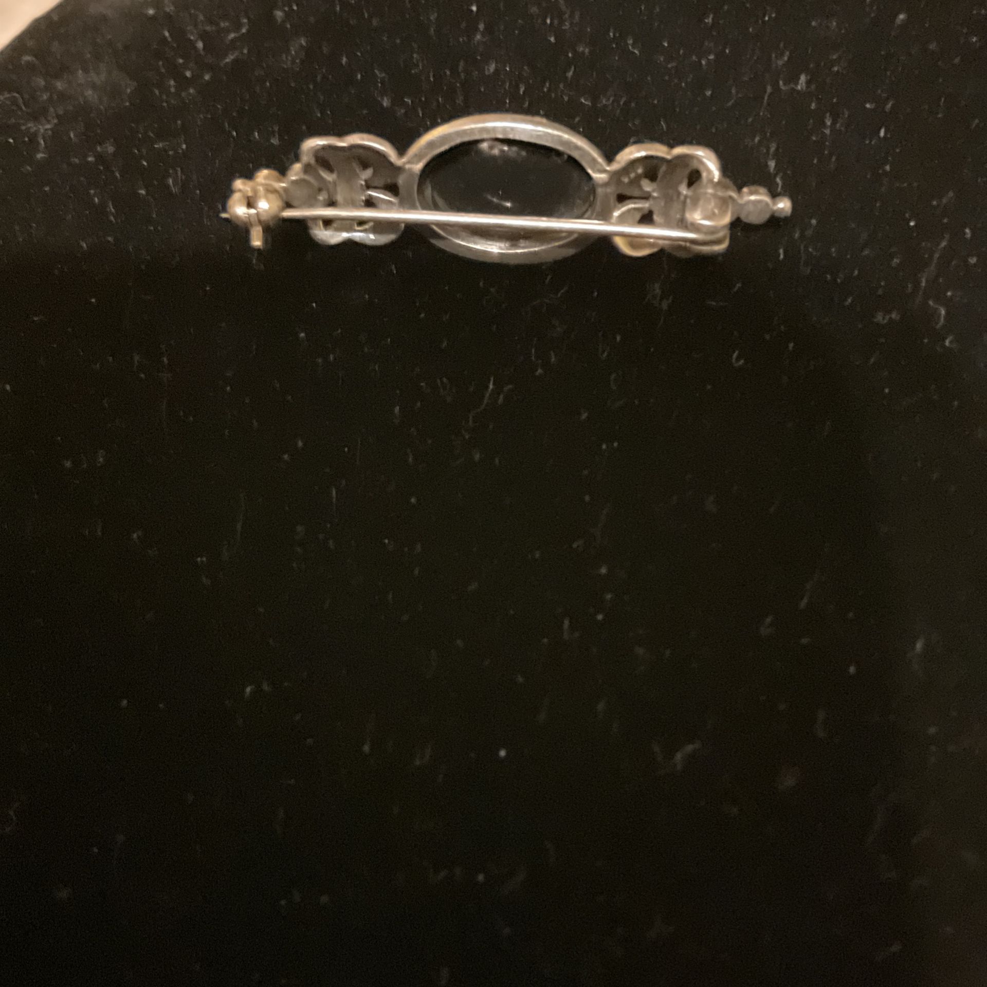 Sterling Silver With Onyx And Crystals Brooch