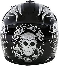 TCMT Helmet for Kids Black Flame Skull with Goggles & Gloves DOT Youth helmet for Atv Mx Motocross pOffroad Street Dirt Bike  Thumbnail