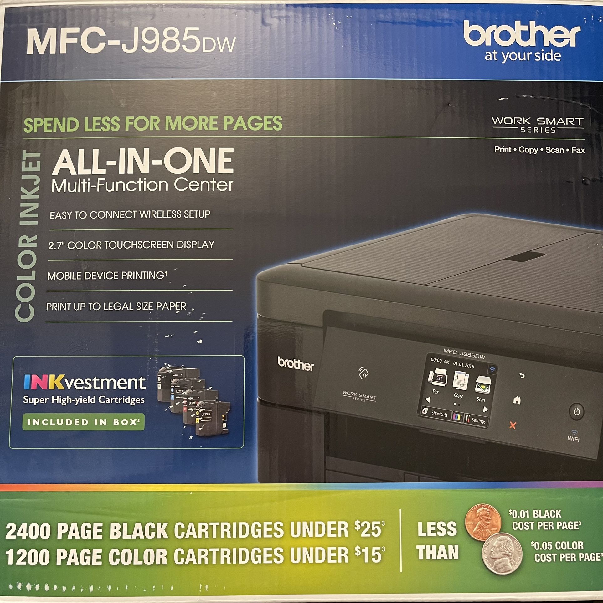 Brother MFC-J985DW All in One Printer, WorkSmart Series Inkjet