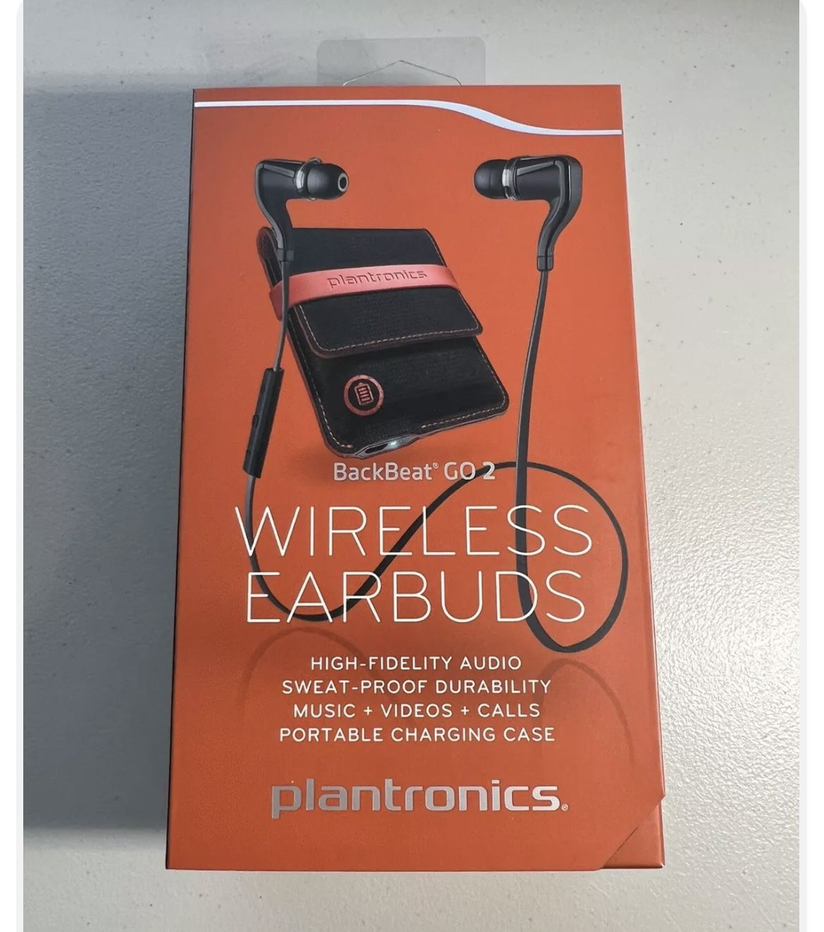 Plantronics BackBeat GO 2 Black Wireless Earbuds Bluetooth Headphones WITH Case