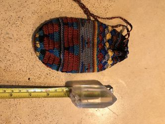 High energy quarts crystal with handmade bead bag Thumbnail