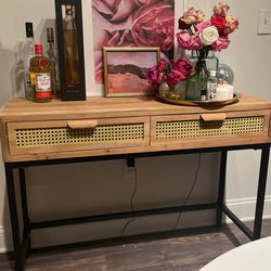 Rustic Console Table with 2 Drawers & Natural Finish Thumbnail