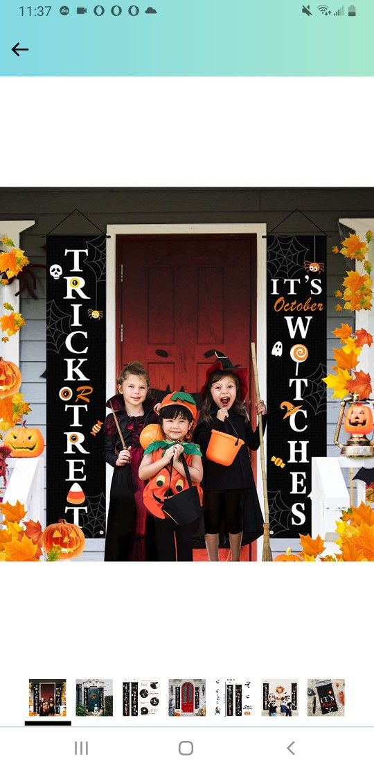 Halloween Decorations Outdoor Indoor,Halloween Decor Porch Signs,Halloween Banners for Front Door or Indoor Home Decor,Halloween Welcome Signs,Trick o