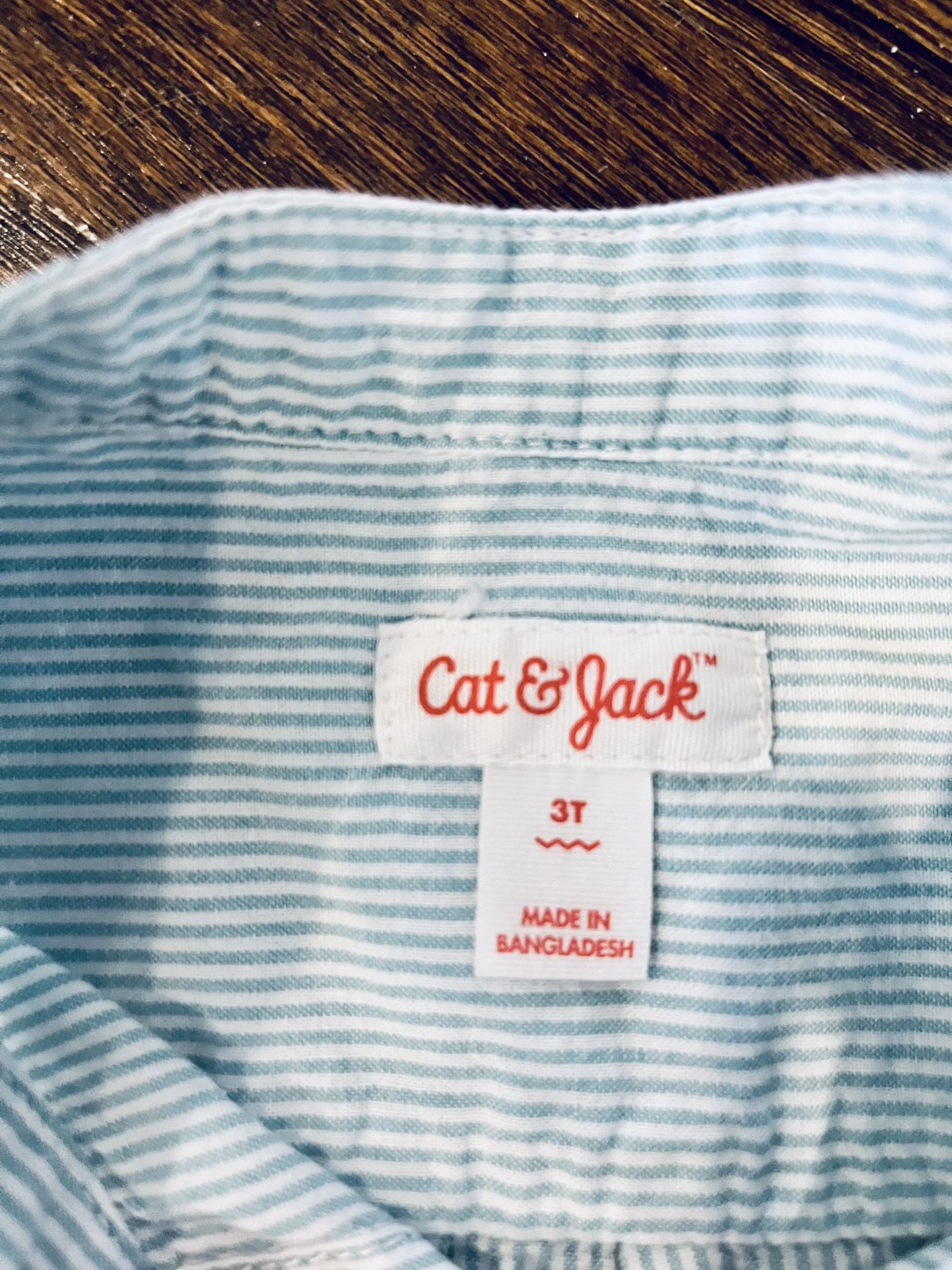Blue & White Striped Collared Shirt - 3T