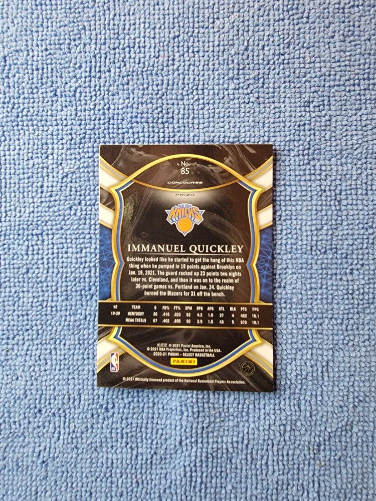 Immanuel Quickley 2020-2021 NBA Select Rookie Cracked Ice No. 85 NY Knicks