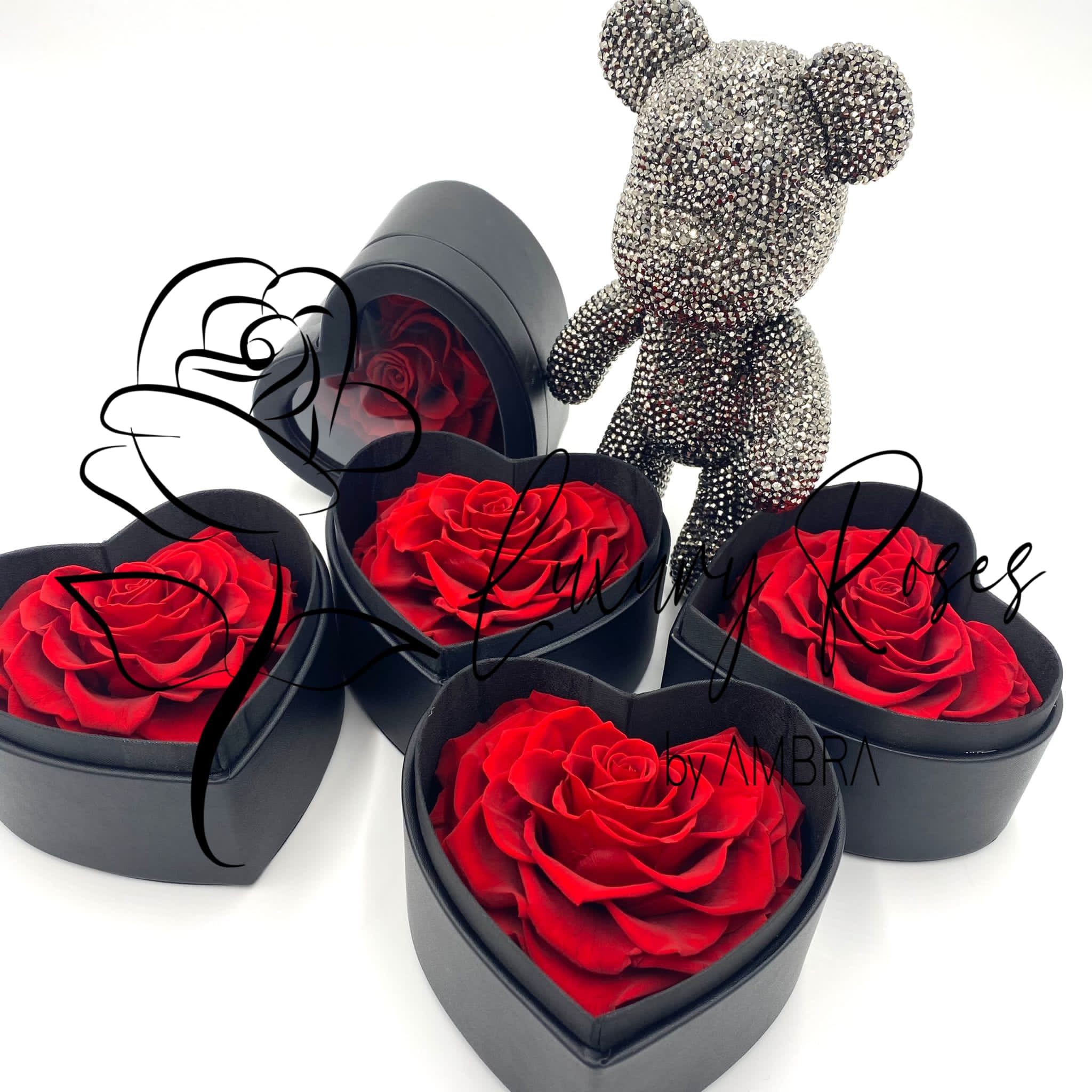 Leather red heart shape box Eternal Roses Box Roses Lasting Preserved Flowers immortal Roses Bday Anniversary Gift Present long lasting