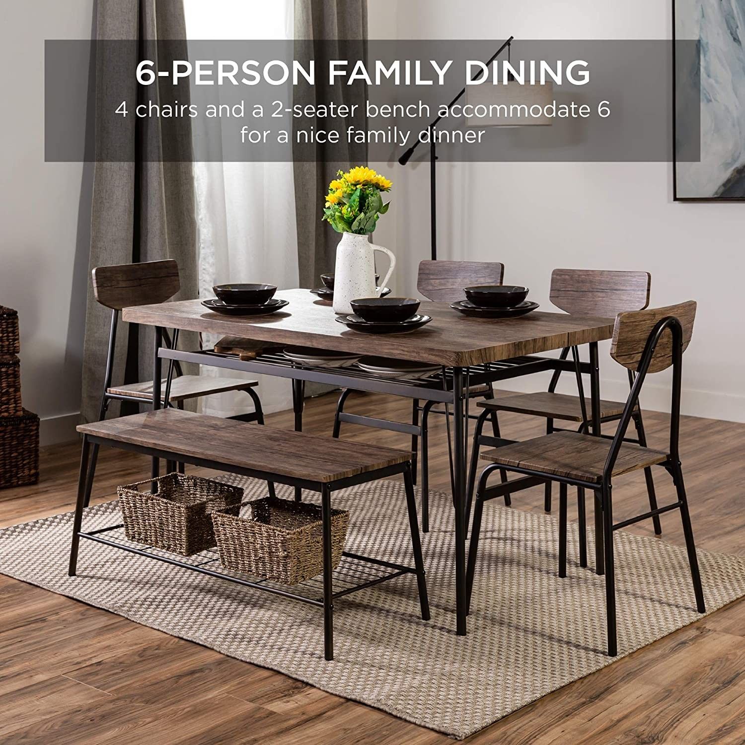 Stylish Design Dining Set, Brown