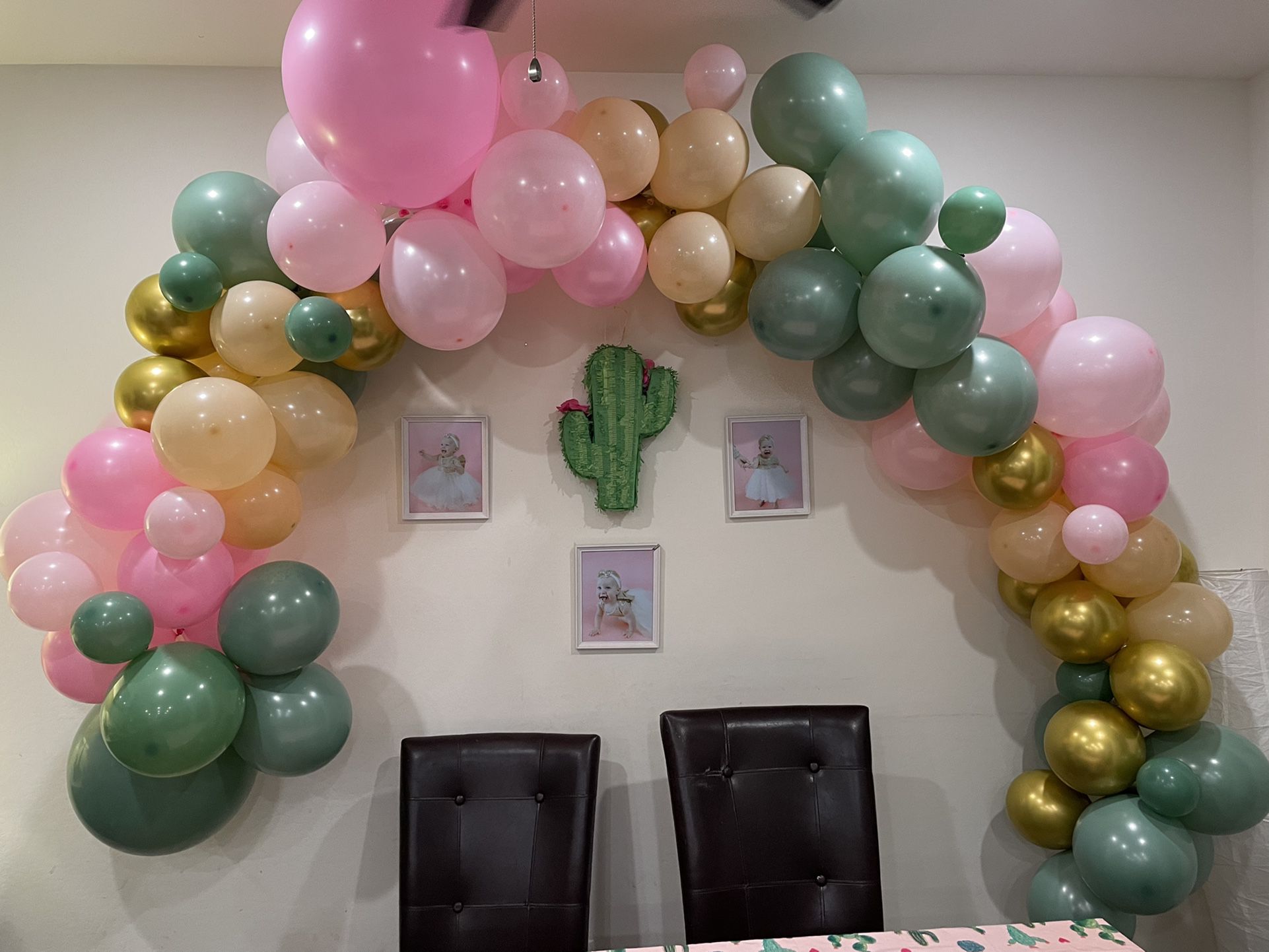 Pink, Green, And Gold balloon Arch (made)