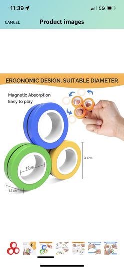 AHEYE Fidget Toys - Finger Magnetic Rings, Fidget Ring Spins for Adult Fidget Magnets Spinner Rings & Anxiety Relief Therapy, Fidget Pack Great Gift f Thumbnail
