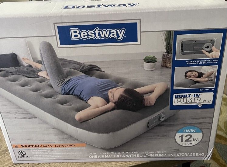 12" Air Matress With Built In Pump. Twin Size brand New !