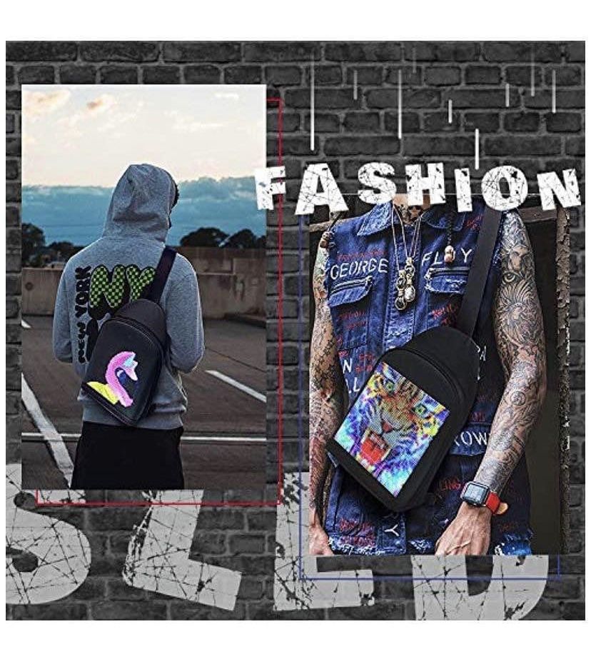 DIY Fashion Chest Bag With LED Full-Color Screen,Casual Daypack Backpacks,Fanny Pack,Crossbody Bags