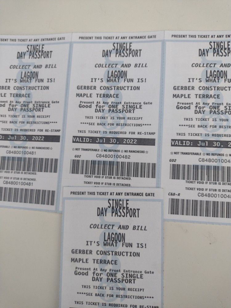 I'm Selling 4 Tickets With A Parking https://offerup.com/redirect/?o=VGlja2V0LnRv Go To  Lagoon For Only$150