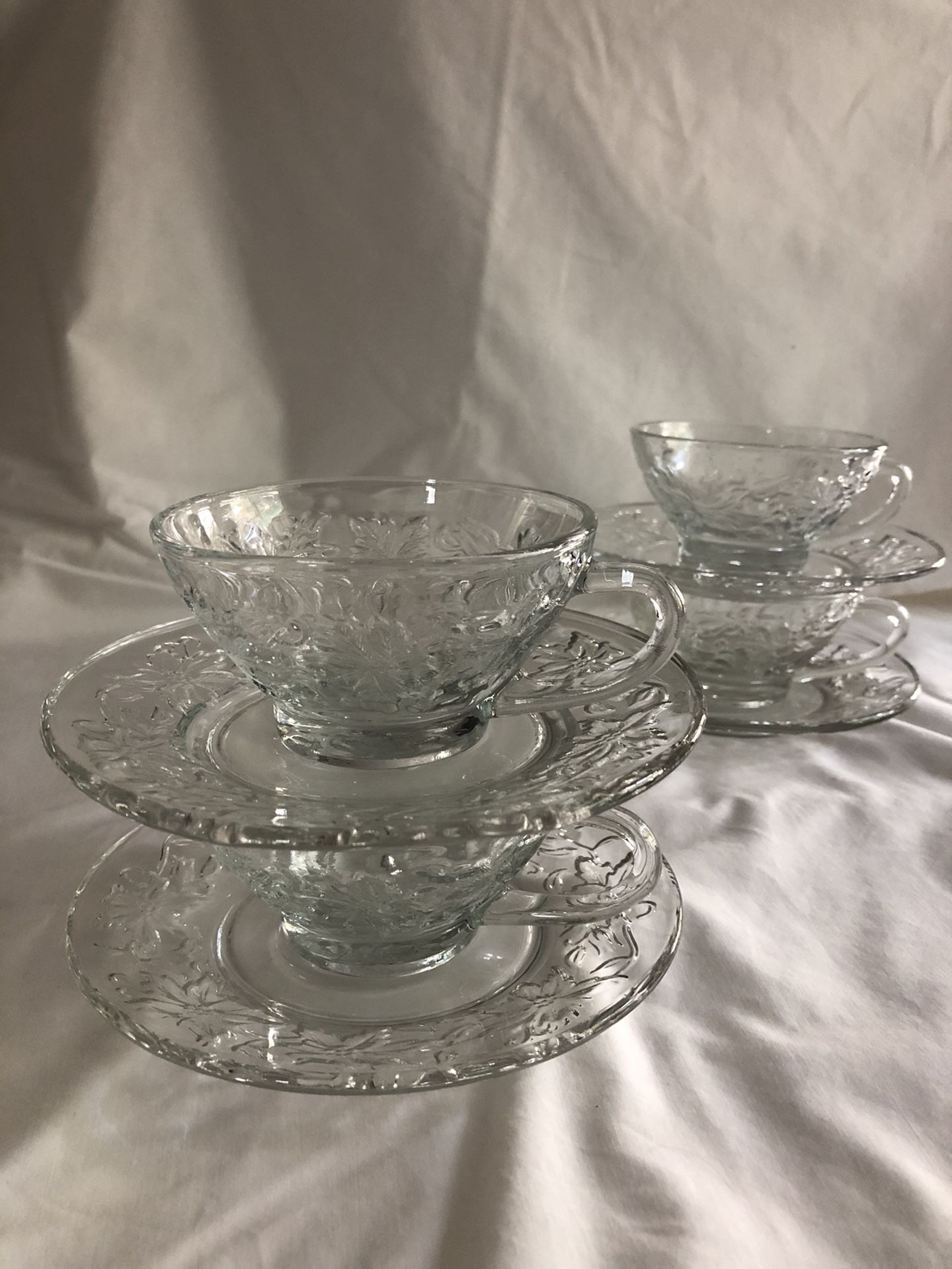 Princess House Poinsettia Teacups and Plate Set