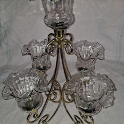 Vintage Candelabra With 5 Tuplip Candel Covers Thumbnail