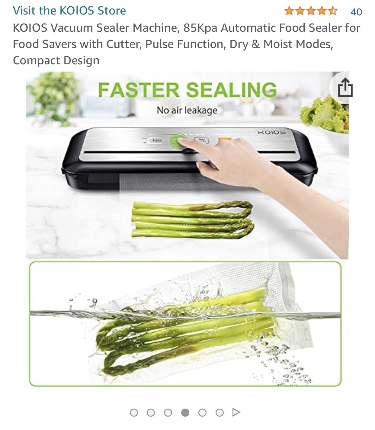  Vacuum Sealer Machine, 85Kpa Automatic Food Sealer for Food Savers with Cutter, Pulse Function, Dry & Moist Modes, Compact Design