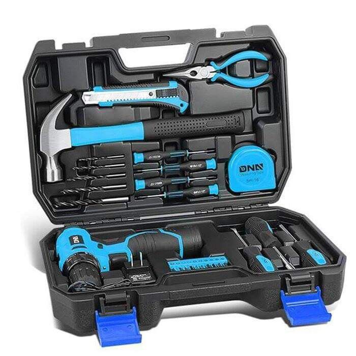 27 Pieces Tool Box Set/ 11.5" Cordless Drill and Home