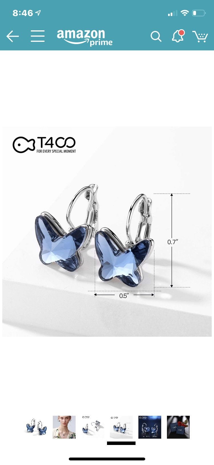 Blue purple butterfly bracelet, earrings & necklace